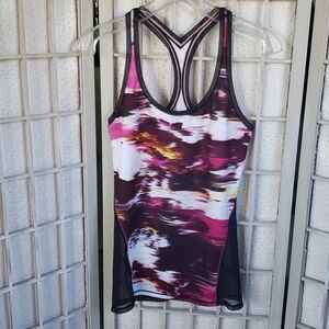 Lululemon burgundy water color racerback mesh back tank top women size  8
